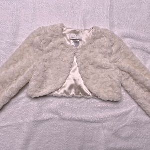 Bonnie Jean girls long sleeve faux fur jacket flower girl